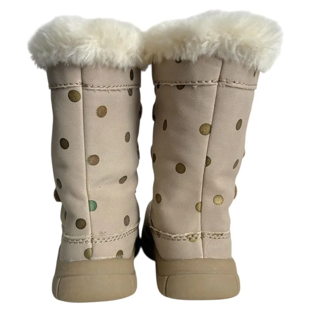 Baby GAP Winter Snow Boots Faux Fur Lined Insulated Beige Toddler Girl Size 5